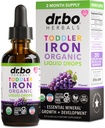 Iron Supplement for Toddlers & Kids - Organic Liquid Iron Drops for Kids, Toddler, Baby, Infant, Toddlers Supplements Ages 1-3 - Organic Vegan Toddler Liquid Drops Supplement, Gluten Free, Non-GMO 2oz