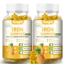 2 Packs 100MG Iron Supplements Gummies for Women & Men - Contains Vitamin C, A, B - Suitable Adults & Kids, Iron Deficiency, Immune & Energy Support, Pineapple Flavor, Non-GMO, 120 Counts