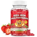 Iron Supplement Gummies for Kids, Kids Multivitamin with Iron Gummies - Zinc, Vitamin B Complex, A, C, D3, B12, Folate for Blood Builder & Energy Support, Iron Deficiency, Vegan Strawberry 60 Gummies