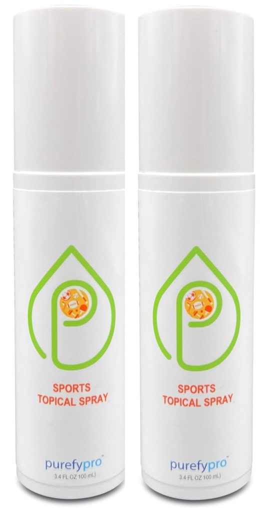 PUREFY Sports Topical Spray (3.4oz, 2pk) Soothing Whole Body Spray. Purefypro Dermal HOCLTechnology. Revitalize. Natural Defense of Imperfections, Redness, Irritations, Athletic Itch. TSA Travel Size