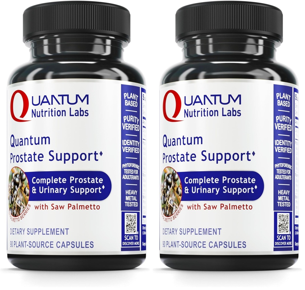 Quantum Nutrition Labs Prostate Support - Prostate Supplements for Men, Prostate Health Formula, Natural Supplement with Organic Saw Palmetto - 90 Vegetarian Capsules (Pack of 2)