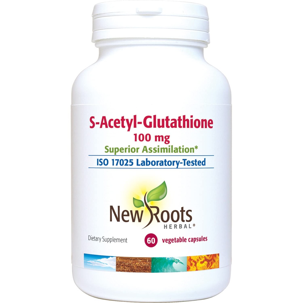 NEW ROOTS HERBAL S-Acetyl-Glutathione, 100mg | Superior Assimilation | Healthy Aging & Immunity Support (60 Veg Caps)