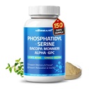 Phosphatidylserine, Bacopa, Alpha-GPC, Lion’s Mane & Ginkgo – Support Cognitive Function & Focus – 150 Capsules