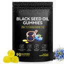 Black Seed Oil Gummies,Contains 500mg of Cold-Pressed Black Seed Oil,Promotes Digestion | Gluten Free | Non-GMO | Pectin Base,Hair Strength & Skin Hydration,90 Gummies
