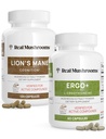 Real Mushrooms Ergothioneine (60ct) and Lions Mane (120ct) Bundle with Shiitake and Oyster Mushroom Extracts - Longevity and Cognition - Vegan, Gluten Free, Non-GMO