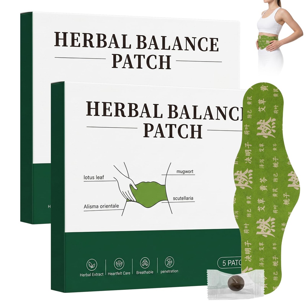 2 Box Herbal Balance Patch,Herbal Patch Pad Balance,Mugwort Herbal Navel Patches,Snatch Patches with Mugwort,Leaf-Supports Waist Comfort,Daily Body Care（1 Boxes 5 Piece）