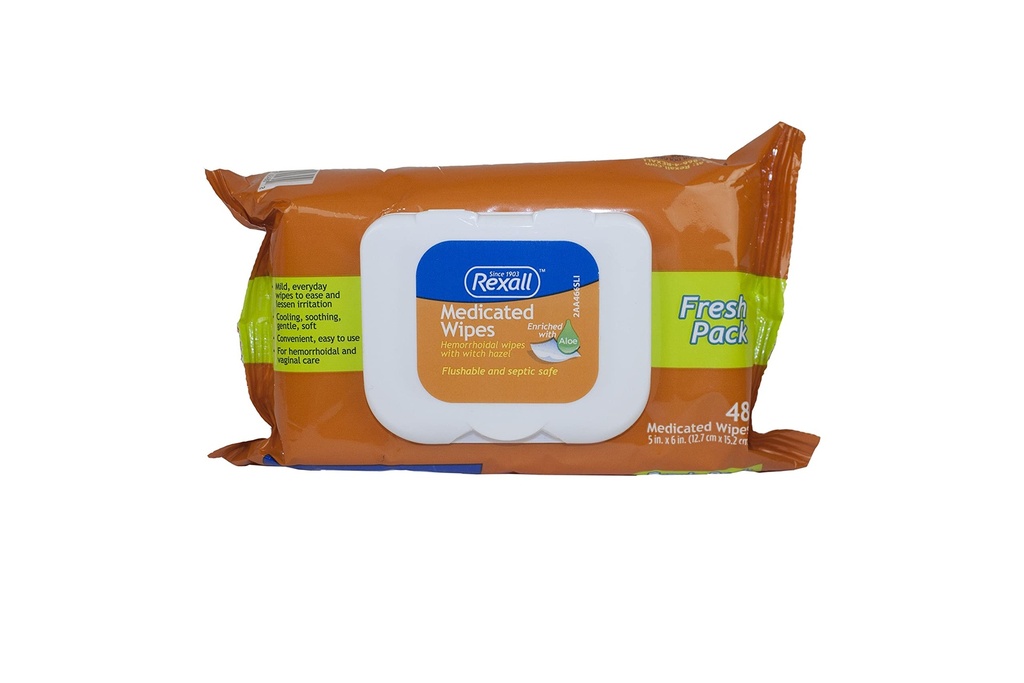 Rexall Medicated Hemorrhoid Wipes 48