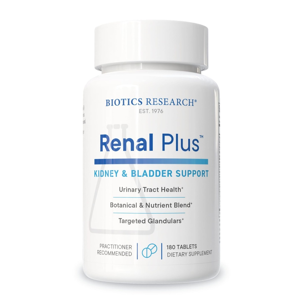 Biotics Research Renal Plus – Botanical, Glandular and Nutritional Support for Optimal Renal Function. Kidney Health & Supports Urological Function –Ulva ursi, Buchu Leaf, Echinacea, Cranberry–180Tabs