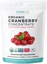 PURE CO USDA Organic Cranberry Concentrate Powder - Organic Cranberry Powder 500mg 50:1 Extract Per 1 Scoop Serving - Kidney Cleanse & Urinary Tract Support for Women - 100 Servings