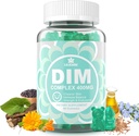 DIM Suplemento Mulheres 400mg, Suplemento de estrogênio para mulheres, Pastilhas de açúcar sem DIM para homens e mulheres w/ Biotina, Óleo de linhaça, Burdock, Calendula, BioPerine para equilíbrio hormonal, Menopausa & Próstata 60Cts