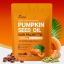 VivoNu Pumpkin Seed Oil with Saw Palmetto Capsules,3800mg 300 Softgels | Cold Pressed,Pure Virgin Oil,Essential Fatty Acids&Phytosterols | Supports Hair,Urinary,Bladder&Prostate Health|Non-GMO