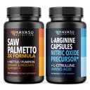 Saw Palmetto with Nettle & Pumpkin + L-Arginine with L-Citrulline Supplement Bundle for Men - Prostate Health & Nitric Oxide Production Bundle for Active Male Health - 60 Servings of Each