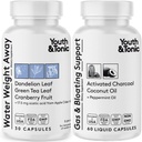 Water Weight Away & Gas and Bloating – Diuretic & Charcoal Pills for Bloating Relief – Stöd för vattenretention, Swollen Legs & Digestive Bloating – Peppermint & Coconut Oil – 90 Pills