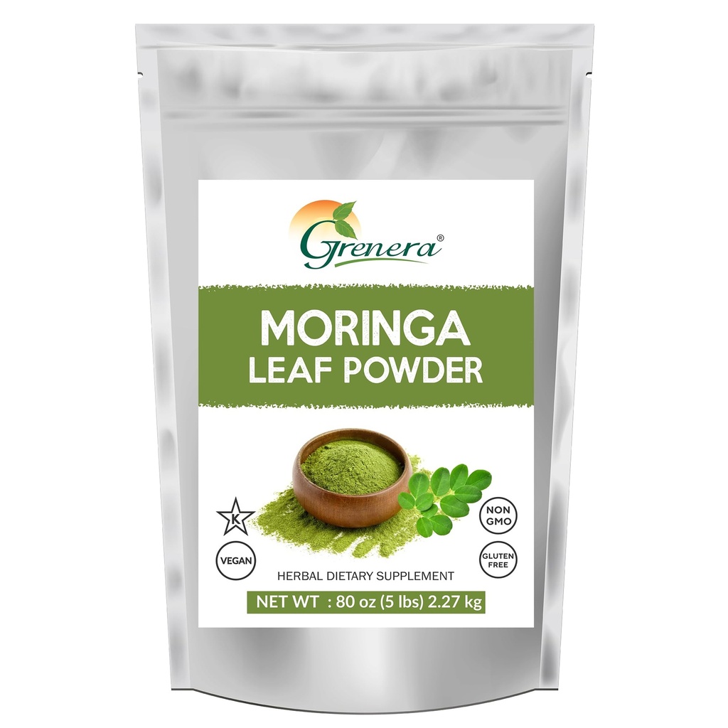 Grenera Moringa Leaf Powder – 5 lbs Bulk Pack – Pure & Premium Quality – Finely Ground Moringa oleifera Leaves from India – Non-GMO, Vegan, Gluten-Free Superfood