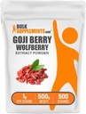 BulkSupplements.com Wolfberry Extract Powder -Goji Berries Supplement, フルーツパウダー - ビーガン&グルテンフリー, 1g/サービング, 500g (1.1 lbs) (パッケージ 1)