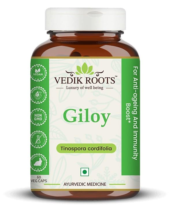 Vedkiroots Giloy Capsules | 60 Tabs | 100% Organic | Antioxidant | (Pack of 1)