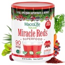 MacroLife Naturals Miracle Reds Superfood Powder 19 Blended Fruit & Berry Polyphenols Enzymes Probiotics & Antioxidants Supplement - Raw Non-GMO & Vegan Whole Food Vitamins - 30oz - 90 Servings
