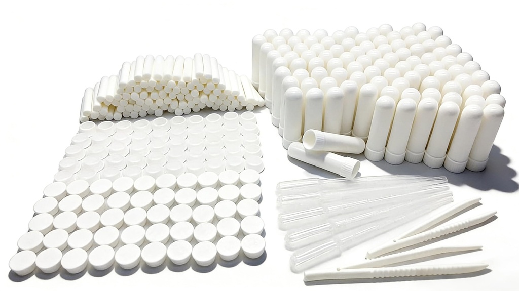 100PCS Essenial Oil Aromatherapy Blank Nasal Inhtaler Tubes (Includes 100 inhalers+110 unscented Wicks+5 Plastic Droppers+2Plastic Tweezers)