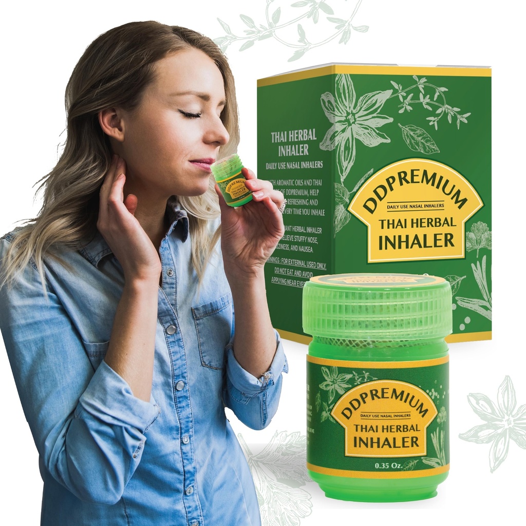 Thai Herbal Inhaler with Menthol & Essential Oil - Natural Thai Inhaler for Enhanced Breathing, Promotes Clearer Nasal Passages - Yadom Refreshing Pack of 1
