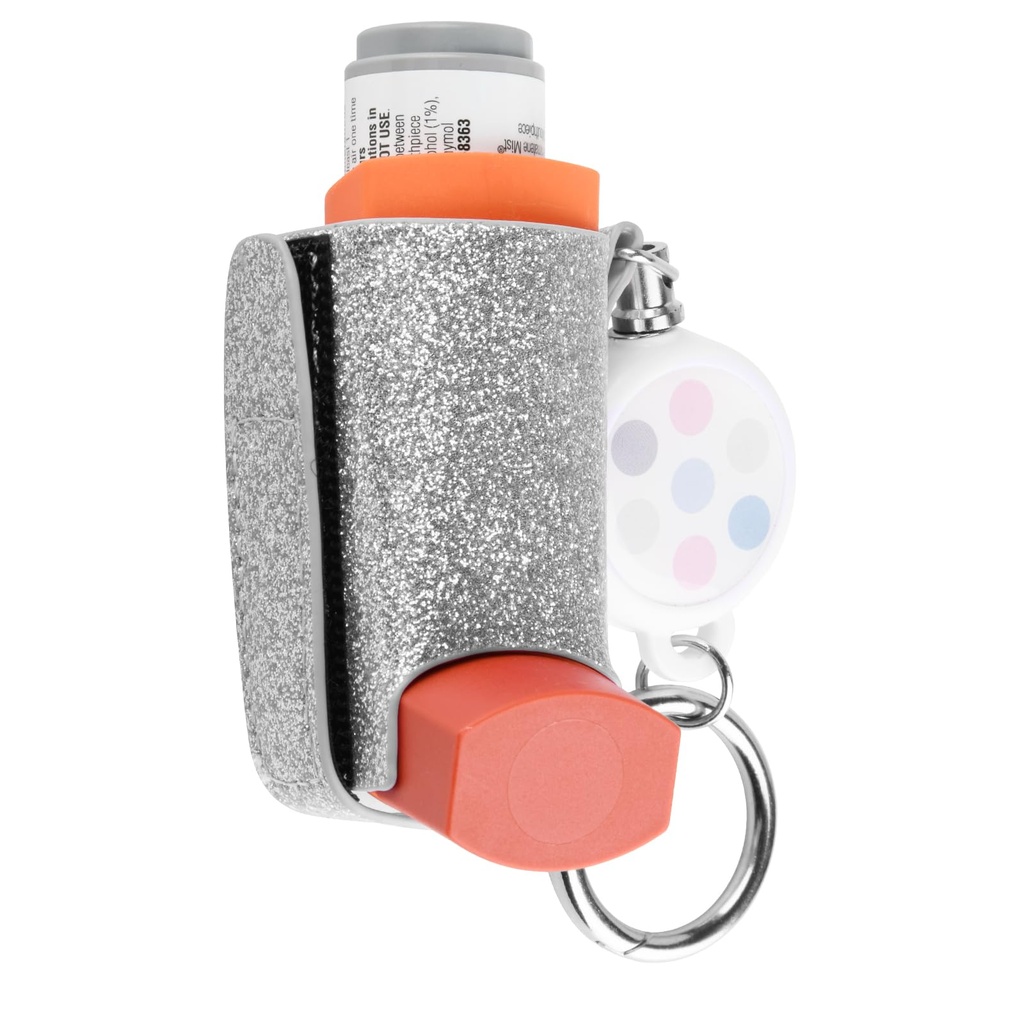 Beautyflier Asthma Inhaler Holder Keychain Retractable Clip PU Leather Travel Handy Holder for Kids and Adults, Holder Only