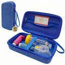 YouKnow Travel Carrying Case for Asthma Inhaler, Inhaler Spacer for Adults and Children, Mask, Inhaler Holder with Asthma Warning Label and Medical Card, with Carabiner (Case Only) (Blue)