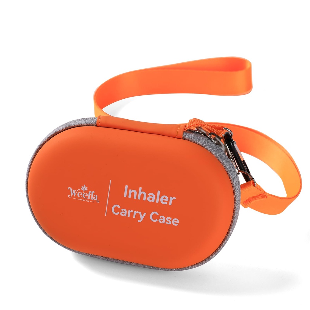 Empty Inhaler Holder Carry Case, Hard-Shell Protective, Splash-Resistant with High-Visibility, Compact & Snug Fit for Asthma & Allergy Sufferers Daily & Travel Use (Medium, No Inhaler)