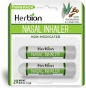 HERBION Naturals Nasal Inhaler, Natural Relief for Nasal Congestion & Sinus Pressure, Non-Medicated Sticks with Essential Oils, Menthol, Eucalyptus, Clove, Soothing Vapor, Easy Breathing, Pack of 2