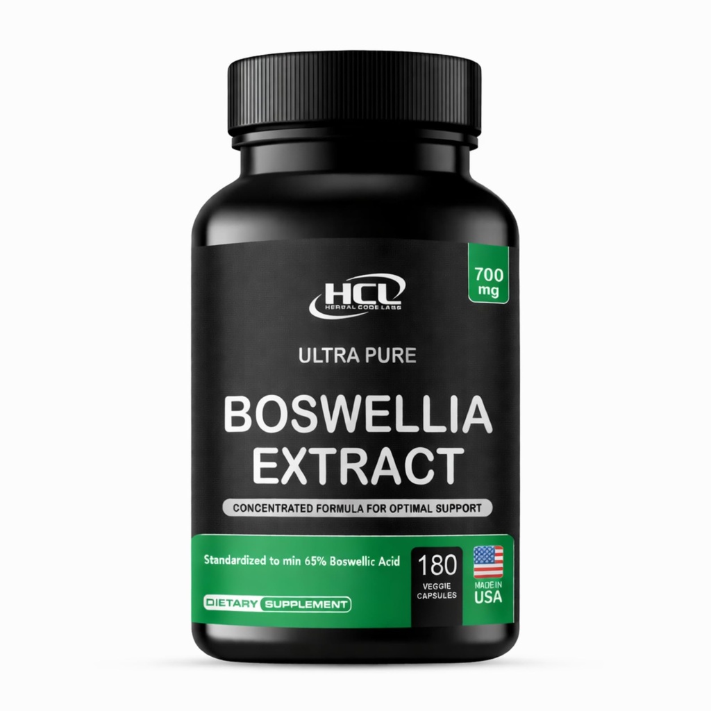 HCL HERBAL CODE LABS Boswellia Serrata Extract Capsules 700 mg, 65% Boswellic Acids, High Potency Standardized Extract Supplement, 180 Vegan Capsules, 6 Month Supply, Non-GMO, Made in USA