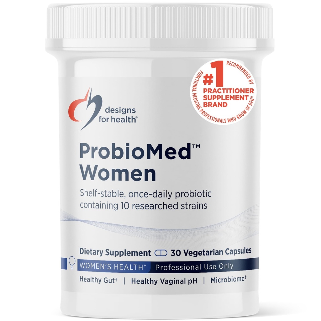 Designs for Health ProbioMed Women - Vaginal Probiotics to Support pH Balance, Vaginal Comfort, Immune Health & Gut Health for Women - Dairy-Free Probiotic (30 Capsules)