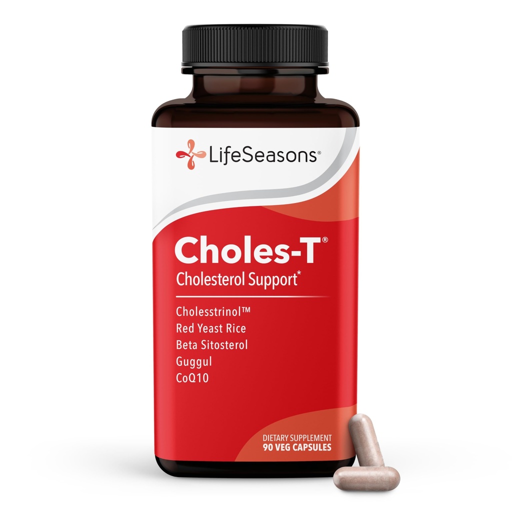 LifeSeasons Choles-T - Cholesterol Support Supplement - Supports Healthy Cholesterol Levels & Enhances Liver Function - Red Yeast Rice, CoQ10, Guggul & Phytosterols - 90 Capsules / 30-Day Supply