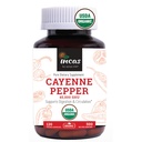 INCAS 100% USDA Organic Cayenne Pepper 120 Capsules (500mg) 45,000 SHU Traditional Digestion & Circulation Support Pure, No Additives & Fillers | 120 Servings