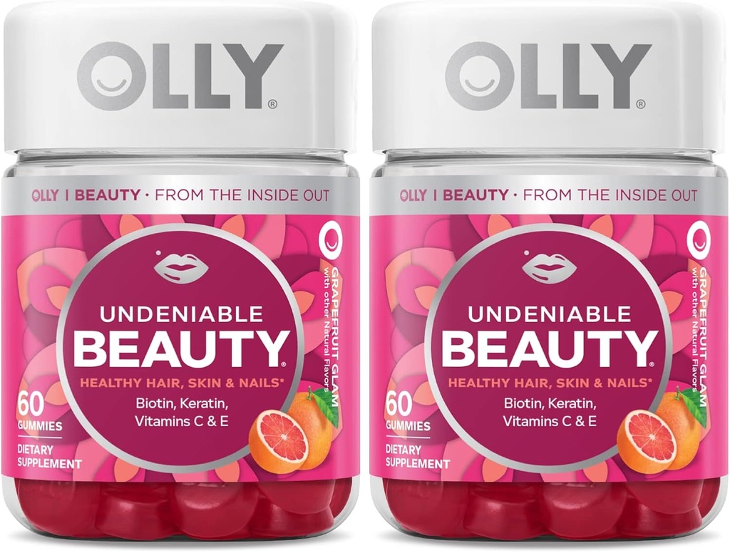 OLLY Undeniable Beauty Gummy, cho tóc, da, móng tay, Biotin, C, Keratin, dễ nhai, nho, 30 ngày cung cấp - 120 bá tước