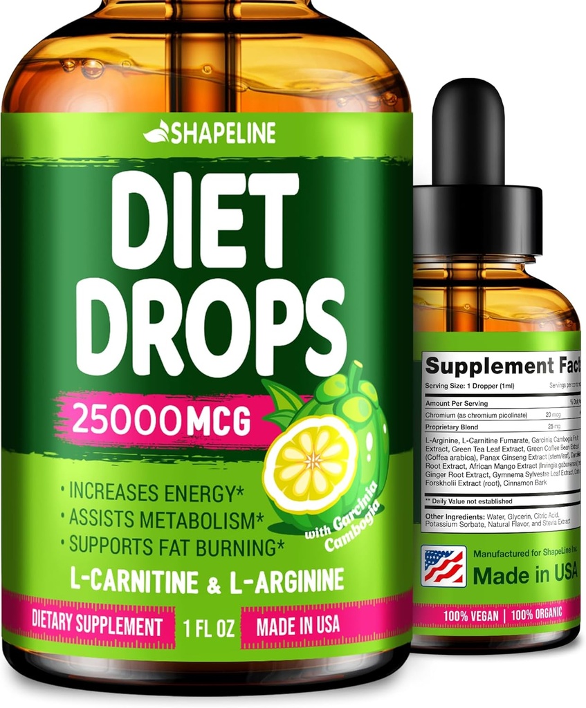 Diet Drops - Appetite Suppressant per le donne e gli uomini - Made in the USA - Natural Metabolism Booster - Diet Drops with Garcinia Cambogia 1 Fl Oz