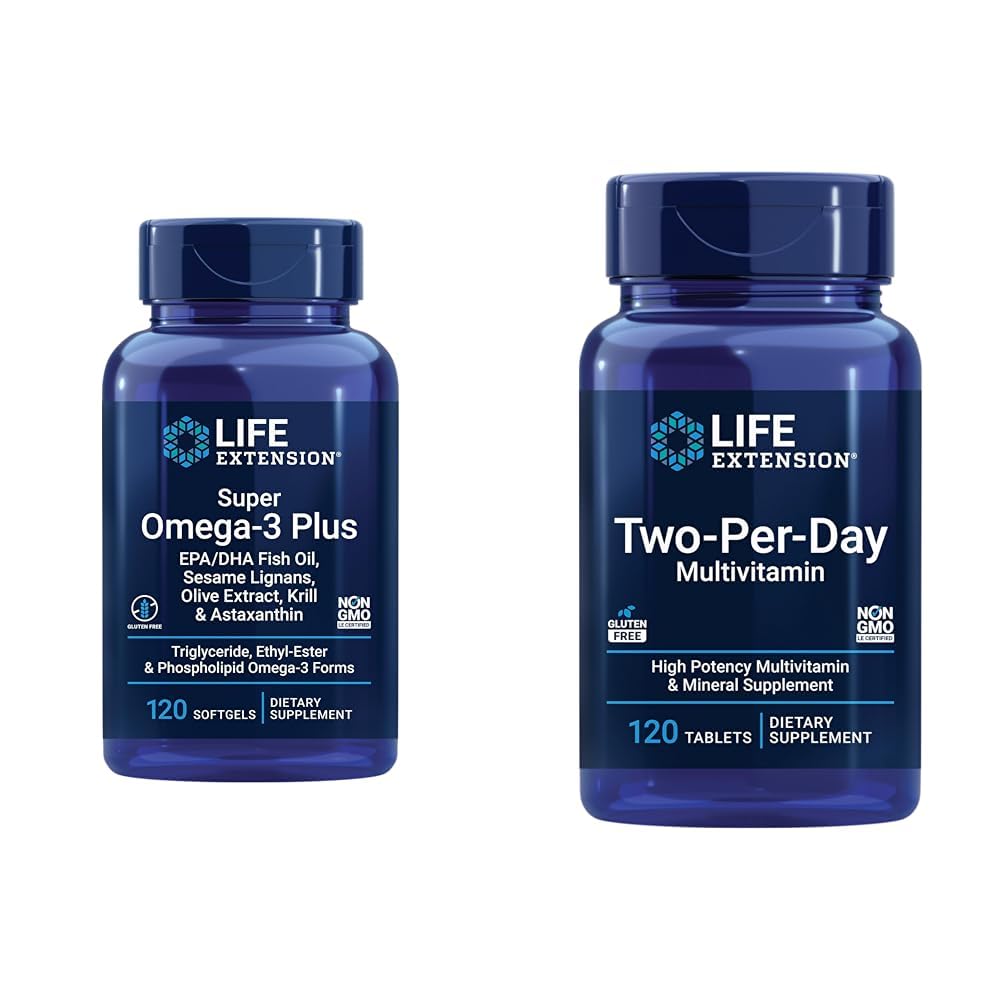 Life Extension Super Omega-3 Plus EPA/DHA Fish Oil, Sesame Lignans & Two-Per-Day High Potency Multi-Vitamin & Mineral Supplement