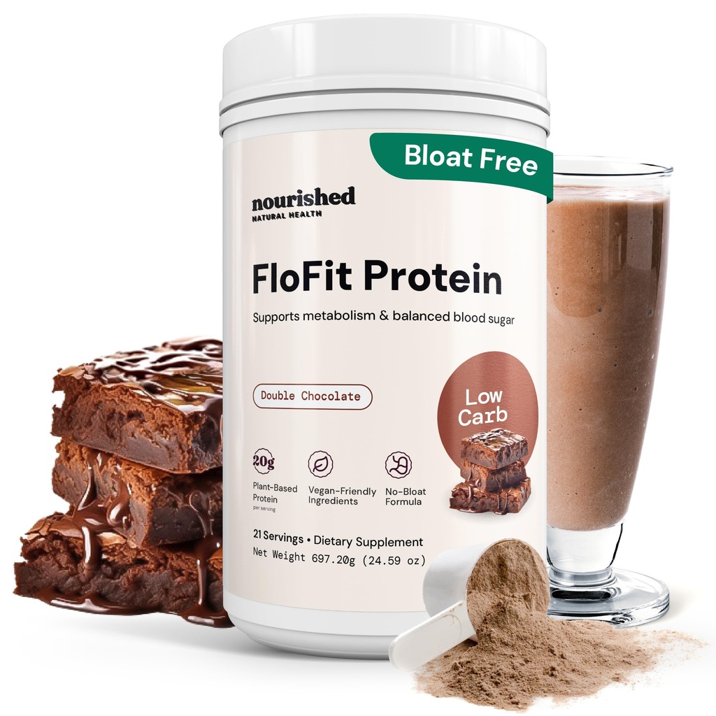 Nourished Natural Health FloFit Pea Protein Powder - Hormone Balance for Women - Vegan Plant Based Protein with Low Carbs - Acne Friendly, Cycle Friendly, Easy to Digest - Gluten-Free, Caffeine-Free