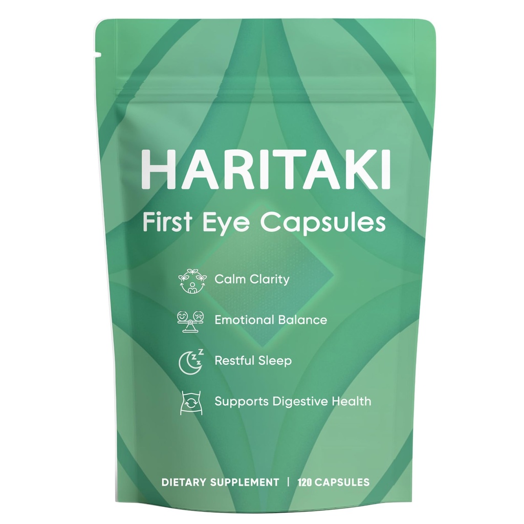 Haritaki First Eye Capsules Organic – Digestive & Daily Wellness Support with Terminalia Chebula Fruit Extract, Clean Label Daily, Non GMO, Vegan 120 Capsules (1)