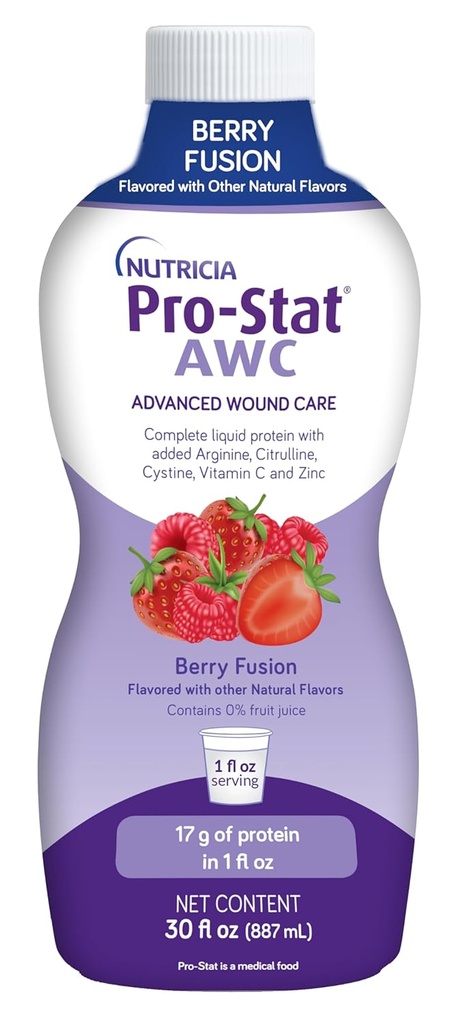 Pro-Stat Advanced Wound Care (AWC), Concentrated Liquid Protein Medical Food - Berry Fusion Flavor, 30 Fl Oz Flasche