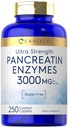 Carlyle Pancreatin Digestive Enzymes | 250 Caplets | with Protease, Amylase & Lipase | High Strength | Non-GMO, Gluten Free Supplement