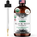 NaturoBliss Organic Black Seed Oil 100% Virgin Cold Pressed Omega 3 6 9 Super Antioxidant for Immune Support, Joints, Mobility, Digestion, Hair Skin Vegan, Gluten-Free, Non-GMO USDA Certified 4oz