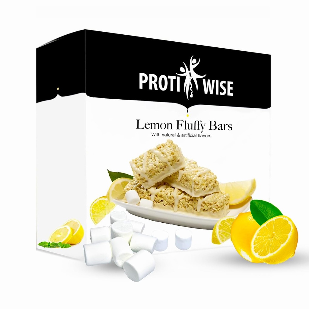 ProtiWise – Lemon Fluffy High Protein 15g Bar | 7/Box | Weight Loss, Diet, Keto Friendly, Hunger Control, Meal Replacement | Gluten Free, Low Fat, Low Sugar