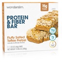 Wonderslim High Fiber Protein Bars, Salted Toffee Pretzel | 15g Protein, 7g Fiber | Low Sugar, Low Carb | Healthy Indulgence | Satisfying, Supports Energy & On-the-Go Convenience, 7 Pack