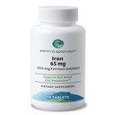 Earth's Splendor Iron 65mg USP, 325mg Ferrous Sulfate Tablets - Energy Production, Oxygen Transportation, Overall Health - 3 Month Supply
