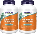 NOW Foods Supplements, Potassium Gluconate 99mg, Easier to Swallow, Essential Mineral*, 250 Tablets, (Pack of 2)