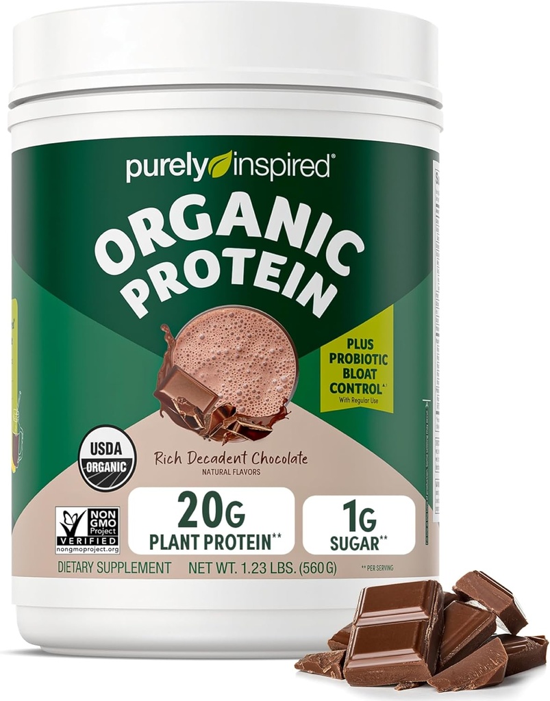 Rein inspiriertes pflanzenbasiertes Proteinpulver für Männer und Frauen, Rich Decadent Chocolate (16 Servierungen) - Vegan & Organic - 20g Pea Protein Powder für Smoothies & Shakes - Dairy-Free, & Gluten-Free