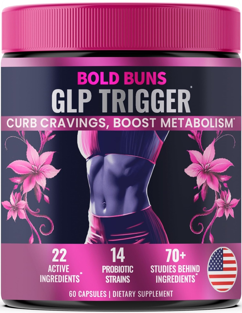 GLP Trigger for Women – Appetite & Craving Support Supplement – 22 Active Ingredients & 14 Probiotic Strains - with Supresa®, Berberine, Green Tea, Estrogen Support(60 Vegan Capsules)