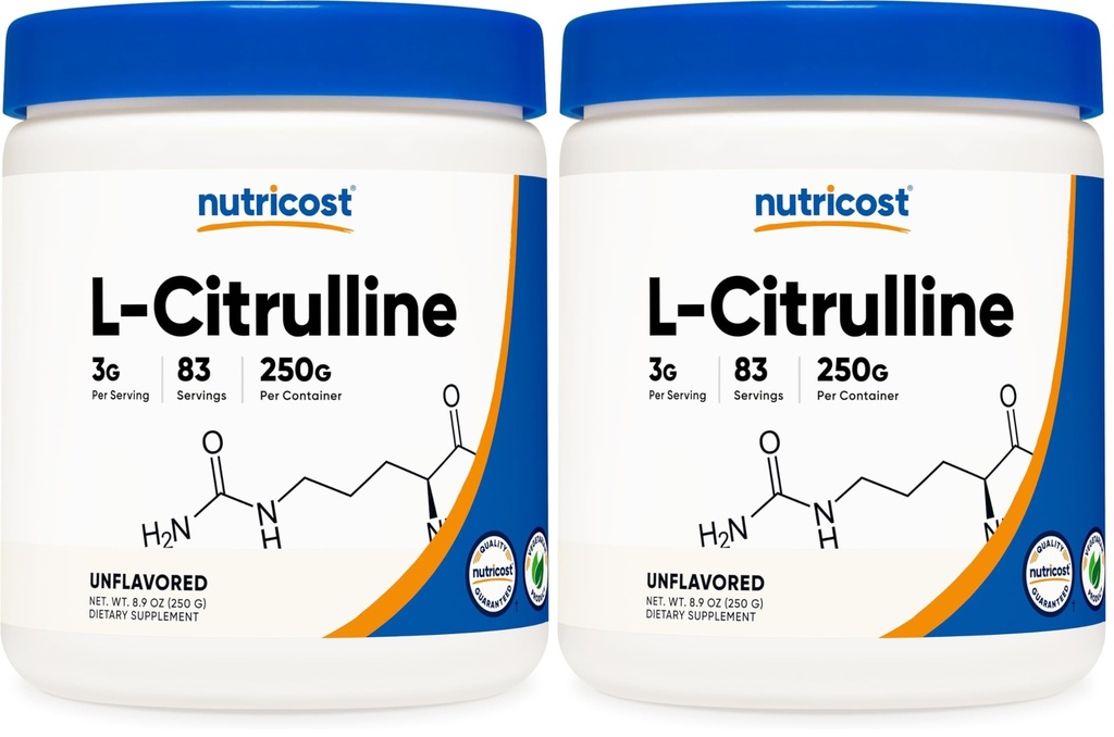 Nutricost Pure L-Citrulline (Base) Powder 250 Grams (Pack of 2)