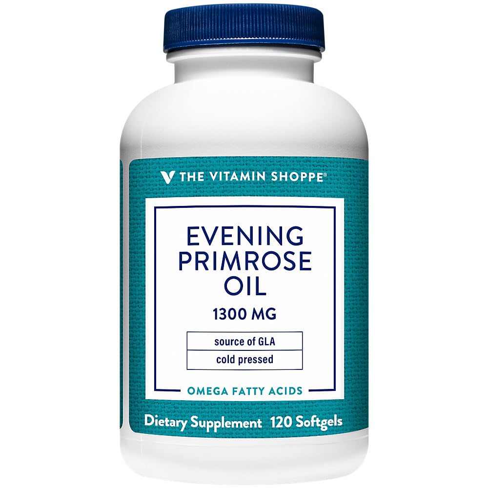 The Vitamin Shoppe Evening Primrose Oil 500mg - GLA Omega-6 | Women's Hormonal Balance | 120 Softgels | Cold-Pressed