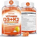 Vitamin D3 K2 Gummies for Adults - Vitamin D3 5000IU + K2 (MK-7) 120mcg - Sugar-Free D3 and K2 Supplements with Omega-3, Methyl B12, B9, B6, Vitamins E & Zinc - for Calcium Absorption & Immune Health
