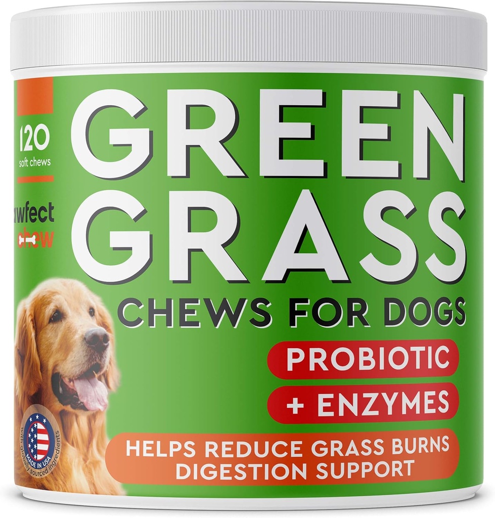 PAWFECTCHEW Собака Pee Grass Helper - Лікування грамів для собаки Урин - Собака Урин Нейтральайзер для трави Burn Spots - Собака Pee Lawn Repair Treats with Probiotics - Made in USA - 120 Chews