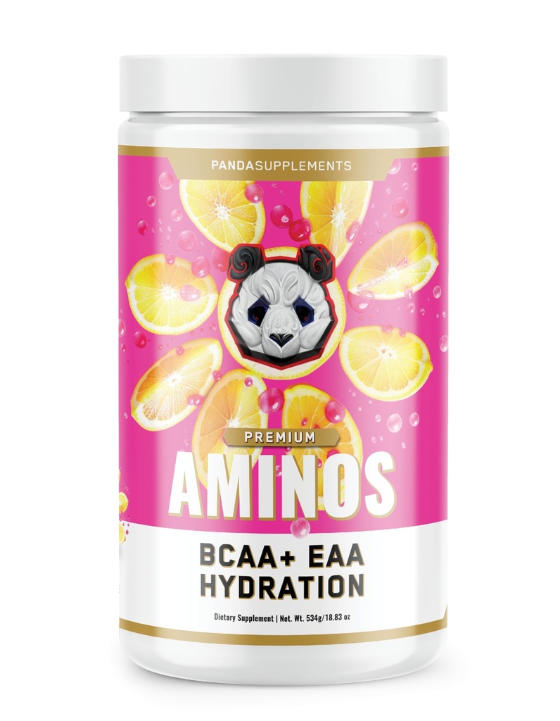 Underground Bio Labs Panda Supps Aminos | BCAA + EAA + Hydration + Eectrolytes for Men and Women with 2G Taurine and 4G EAAs (30 Servings) (Pink Lemonade 3.0)
